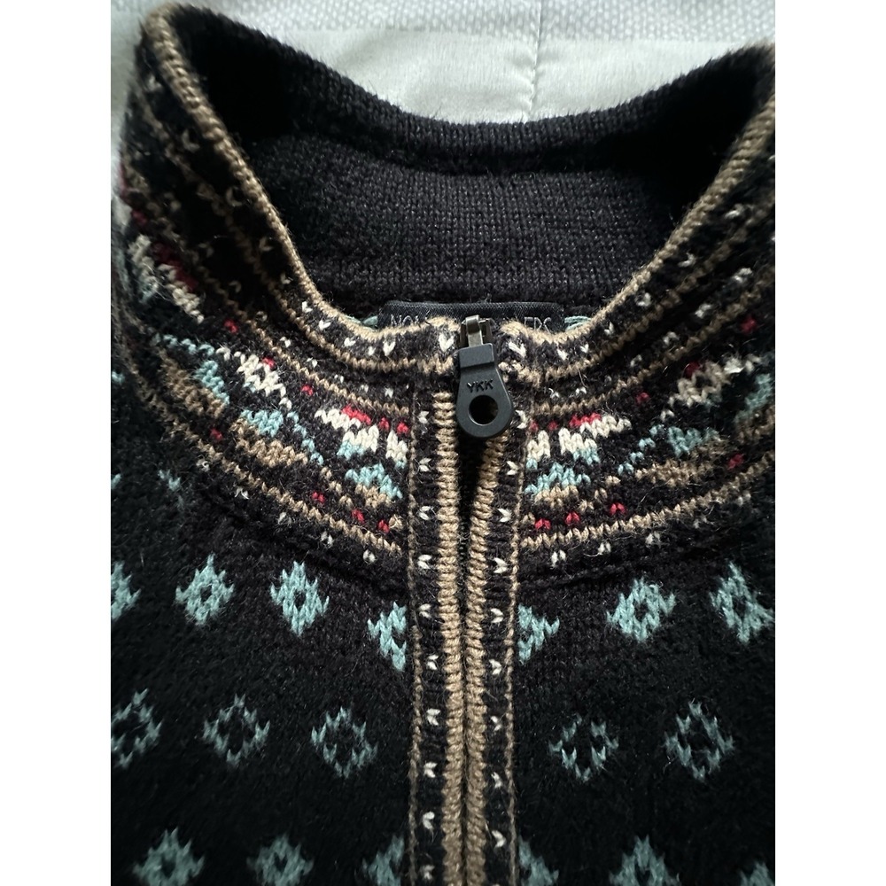 Nomadic Traders Full Zip Cardigan Sweater M Fair Isle Black Multicolor Nordic - Picture 11 of 11